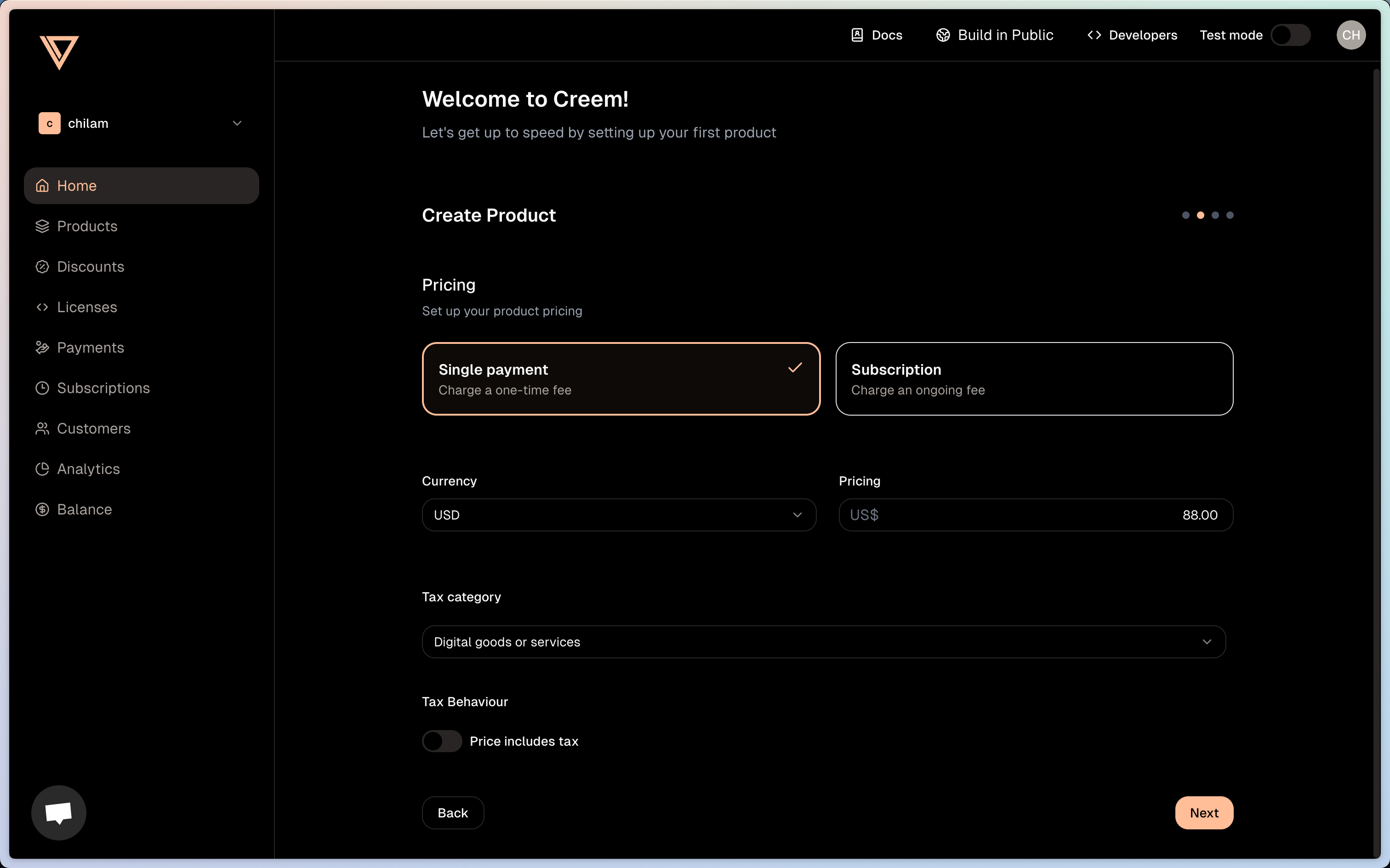 create product 2